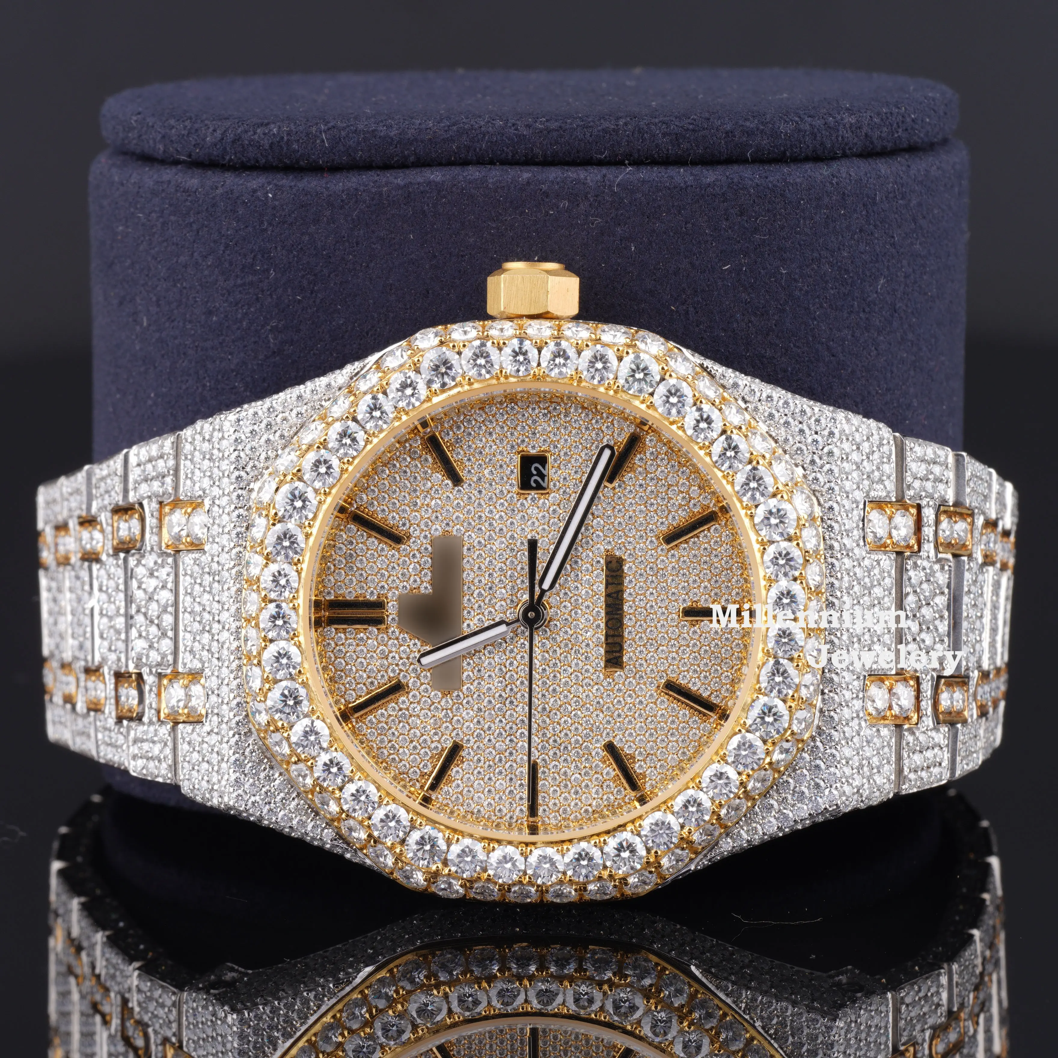 トップブランドのモアッサナイト時計ヒップホップアイスアウトウォッチステンレススチール腕時計男性用工場価格