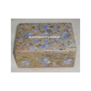 Pure Soapstone <b>Blue</b> Mother of Pearl Jewelry <b>Gift</b> <b>Box</b> for Decoration - Product Image 1