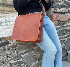Satchel Leather Messenger Bag, Crossbody Bag, Gift Idea Monogram Cross Body Computer Sling Gifts for Him Leather <b>Briefcase</b> Man - Product Image 2