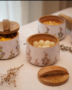 Cuenco contenedor de madera biodegradable de lujo de calidad superior hecho a mano con tapa de madera con estampado esmaltado caja decorativa MOQ 10 piezas - Product Image 4