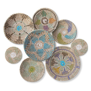 Decoración de pared de lujo de fibra marina para el hogar, precio más bajo, cesta de arte colgante de rafia de fibra marina tejida a mano - Product Image 5
