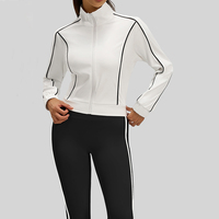 Veste de yoga pour femme PASUXI, couleur contrastée, extensible dans quatre directions, haute élasticité, fermeture éclair intégrale, respirante, séchage rapide, vêtements de sport