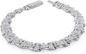 Customized New Designer S925 Sterling <b>Silver</b> With Round Moissanite Diamond <b>Charm</b> <b>Bracelet</b> For Him - Product Image 3