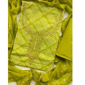 Vente en gros OEM Salwar Kameez indien 3 pièces non cousu, brodé, en coton de soie, respirant, infroissable, toutes saisons - Product Image 5