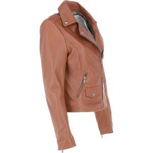 Veste en cuir pour femme, style motard, 100% polyester, écologique, style vintage, hiver, logo personnalisé - Product Image 3