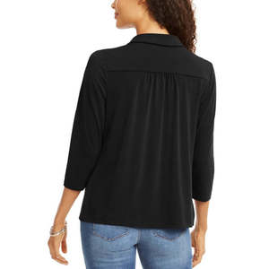 Maglia Corta Casual da Donna Charter Club per Polo, Taglia XS, Traspirante, Nera, in Jersey di Seta, Poliestere e Spandex, con Logo Stampato - Product Image 2