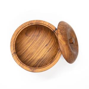 Cuenco de madera de teca con tapa Rústico hecho a mano para sopas Estofados Ecológico Todo natural 1 cuenco Vendido 1 árbol plantado - Product Image 3