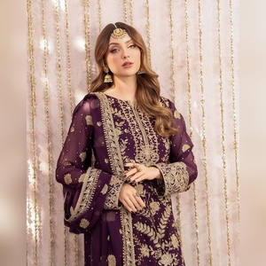 Prix fabricant, costume pour femmes, taille M, 38, en georgette, artisanat à l'aiguille, salwar kameez, ensemble 3 pièces, pour source textile et boutique - Product Image 3