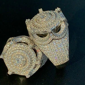 Anillo de Corona de Rey de Plata de Ley 925 con Moissanita, Chapado en Oro Rosa Helado, Estilo Clásico, Regalo de Boda o Compromiso para Niños - Product Image 1