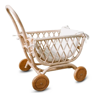 Poussette en rotin naturel fait main tendance chaude pour jouet bébé poupée chariot poussette en rotin jouet pour enfant - Product Image 6