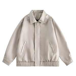 Abrigo de cuero PU Chaquetas de motorista de moto unisex Chaqueta de bombardero Chaqueta de punto Trajes Chaqueta de cuero de imitación marrón - Product Image 3