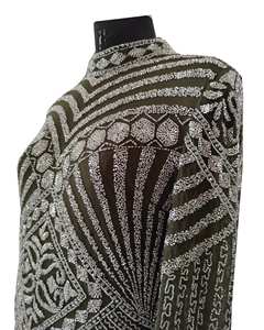 Dames élégantes parole longueur manches longues paillettes broderie à la main perles de verre détaillant taille tombée Vintage de haute qualité - Product Image 2