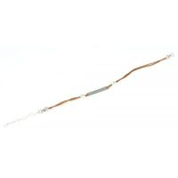Pulsera Ajustable de Plata de Ley 925 con Placa de Hilo Blanco, 2.23g, 2x0.4cm, para Mujer, Regalo