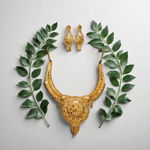 Super venta collar pendientes conjunto con 22K chapado en oro estilo único mujeres usan collar pendientes conjunto joyería por exportadores - Product Image 3