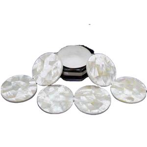 Ensemble de sous-verres en marbre incrusté de pierres de nacre naturelle Ensemble de sous-verres en nacre de qualité supérieure Hôtels et restaurants - Product Image 1