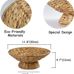 Cuenco y bandeja de pedestal de jacinto de agua ecológicos al por mayor, frutero decorativo, accesorios de cocina de Vietnam - Product Image 4