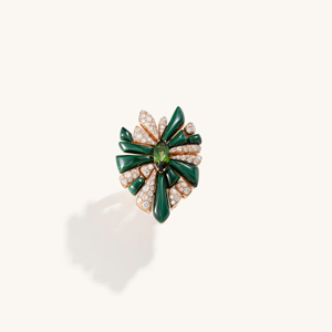 Luxury 925 Silver Rhodium Plated Green Gemstone Floral <b>Statement</b> <b>Ring</b> for Women Wedding Jewelry - Product Image 1