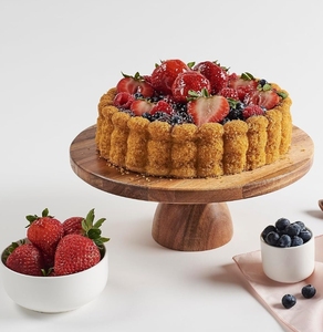 Bamboo <b>Cake</b> <b>Stand</b> with <b>Glass</b> Dome - Product Image 2