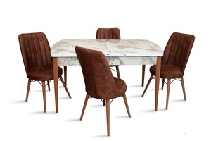 Juego de mesa de comedor de diseño moderno 2026, mesa de cocina con cara de mármol, madera para dormitorio, apartamento, precios al por mayor directos de fábrica - Product Image 5