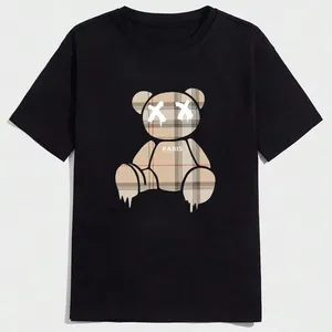남자의 곰 프린트 티셔츠 하이 퀄리티 캐주얼 의류 단색 최고의 티셔츠 매일 착용