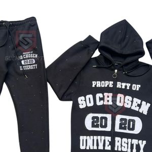 Conjunto Deportivo Universitario Estilo Varsity para Hombre, Sudadera con Capucha y Cremallera con Estampado Gráfico de Letras y Pantalones, Traje Deportivo Personalizado - Product Image 6