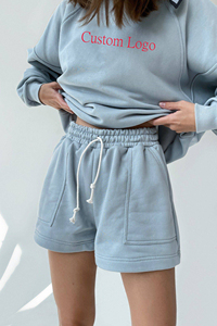 Sudadera de manga larga con cuello redondo y logotipo personalizado de primavera, conjunto de chándal corto de algodón para mujer, servicio OEM - Product Image 2