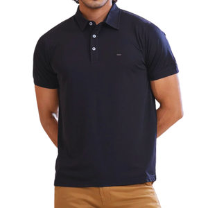 Classic Fit Men's for Polo Shirt Transpirable 100% Algodón Patrón sólido Tejido de punto Manga corta Negro-Casual y elegante - Product Image 1