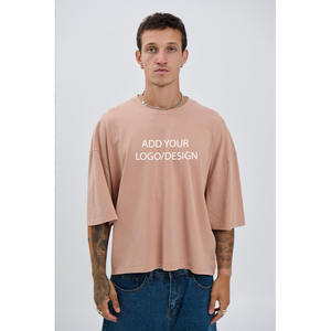 Ropa de calle de moda urbana OEM para hombre 100% algodón Boxy Fit Drop Shoulder recortada longitud personalizada 3D Puff impresión camisetas para hombre - Product Image 1