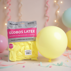Palloncini in lattice Party Love 30 cm Giallo pastello 50 pezzi in busta Decorazioni - Product Image 3