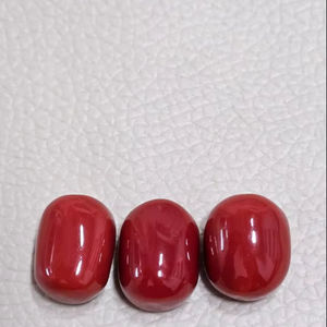 ปะการังแดงคุณภาพดี ทรงรี ตัดแบบธรรมชาติ อัญมณีพลอยแท้ สำหรับทำเครื่องประดับ จี้ ต่างหู - Product Image 1