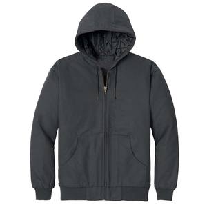 Sudadera con capucha térmica de forro polar grueso para hombre, 100% poliéster, ecológica, negra con forro gris - Product Image 1