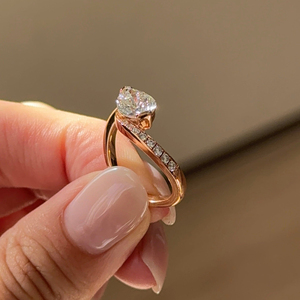 Exclusive 1.65 Carat Round Brilliant Cut <b>Moissanite</b> <b>Ring</b> in 10k White/Yellow/Rose Gold Luxury Style for Wholesale - Product Image 3