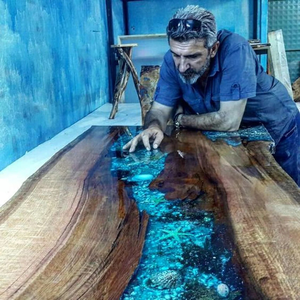 Fractal Burn Design Mangowood y Rosewood Urna de cremación Incrustaciones de resina Urnas de cremación de madera hechas a mano para cenizas humanas - Product Image 5