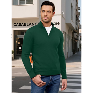 Suéter de Punto Personalizado de Fabricante con Media Cremallera para Hombre, de Algodón Orgánico Transpirable, Ropa Casual para Otoño e Invierno - Product Image 2