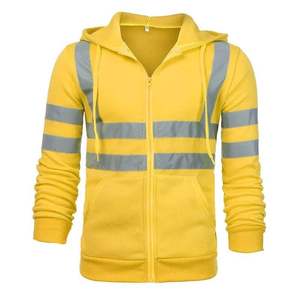 Sweat à capuche de sécurité réfléchissant bicolore jaune fluorescent personnalisé en gros Sweats à capuche haute visibilité pour hommes - Product Image 2