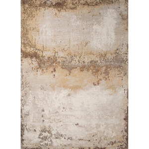 Alfombra Kavi Ivory de Lana y Seda de Bambú Anudada a Mano, Diseño Abstracto Teoría del Caos, para Sala de Estar, Dormitorio, Pasillo, Rectangular - Product Image 1