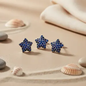 925 Silver Sapphire Star Earrings Pendant <b>Set</b> Classic <b>Gold</b> <b>Rose</b> <b>Gold</b> for Wedding Party Diamond Zircon Perfect Gift for Her - Product Image 3