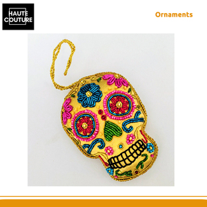 Profesionales en venta de calavera dorada hecha a mano de calidad excepcional con adornos colgantes festivos coloridos decoración del hogar - Product Image 3