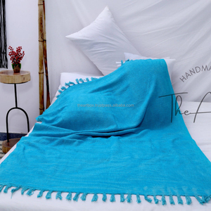 Manta de borla de algodón con estampado de Color sólido, manta versátil elegante y acogedora para sofá cama, viaje en cualquier habitación - Product Image 2