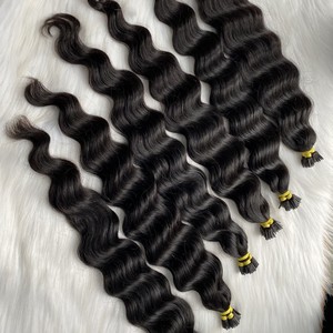 ผมต่อแบบ I-tip สีดำยาวลอน  ผมแท้เวียดนาม  จัดเรียงเกล็ดผม  ขายส่ง - Product Image 4