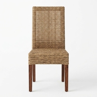 Chaise de salle à manger moderne en rotin tressé naturel avec pieds en bois, chaise de patio extérieure écologique pour parc et villa