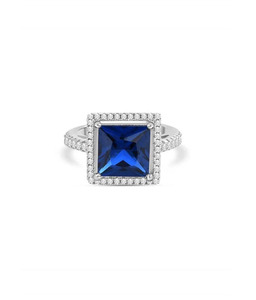 Elegante anillo de circón de corte princesa azul, joyería de piedra cuadrada de Plata de Ley 925 para mujer, compromiso Brida - Product Image 3