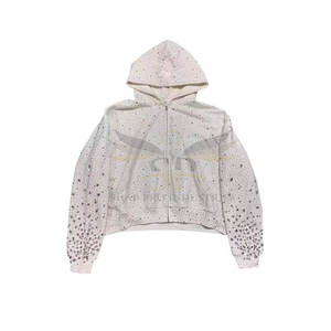 Nueva llegada de sudadera con cremallera de diamantes de imitación con gemas brillantes Ropa informal cómoda y llamativa - Product Image 2