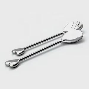 Stainless steel <b>Salad</b> <b>Server</b> with White Silver Mirror Polished Heart Shape End Handle Tableware Royal Dining <b>Salad</b> <b>Server</b> Set - Product Image 1