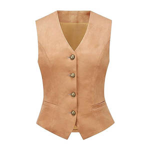 Chaleco de Cuero para Mujer con Diseño de Logotipo Personalizado al por Mayor, Chaleco de Cuero Informal de Moda para Invierno al Aire Libre - Product Image 1