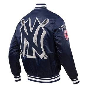 Venta al por mayor Chaqueta de béisbol de satén Chaqueta universitaria brillante con cuello acanalado para hombres y mujeres - Product Image 2