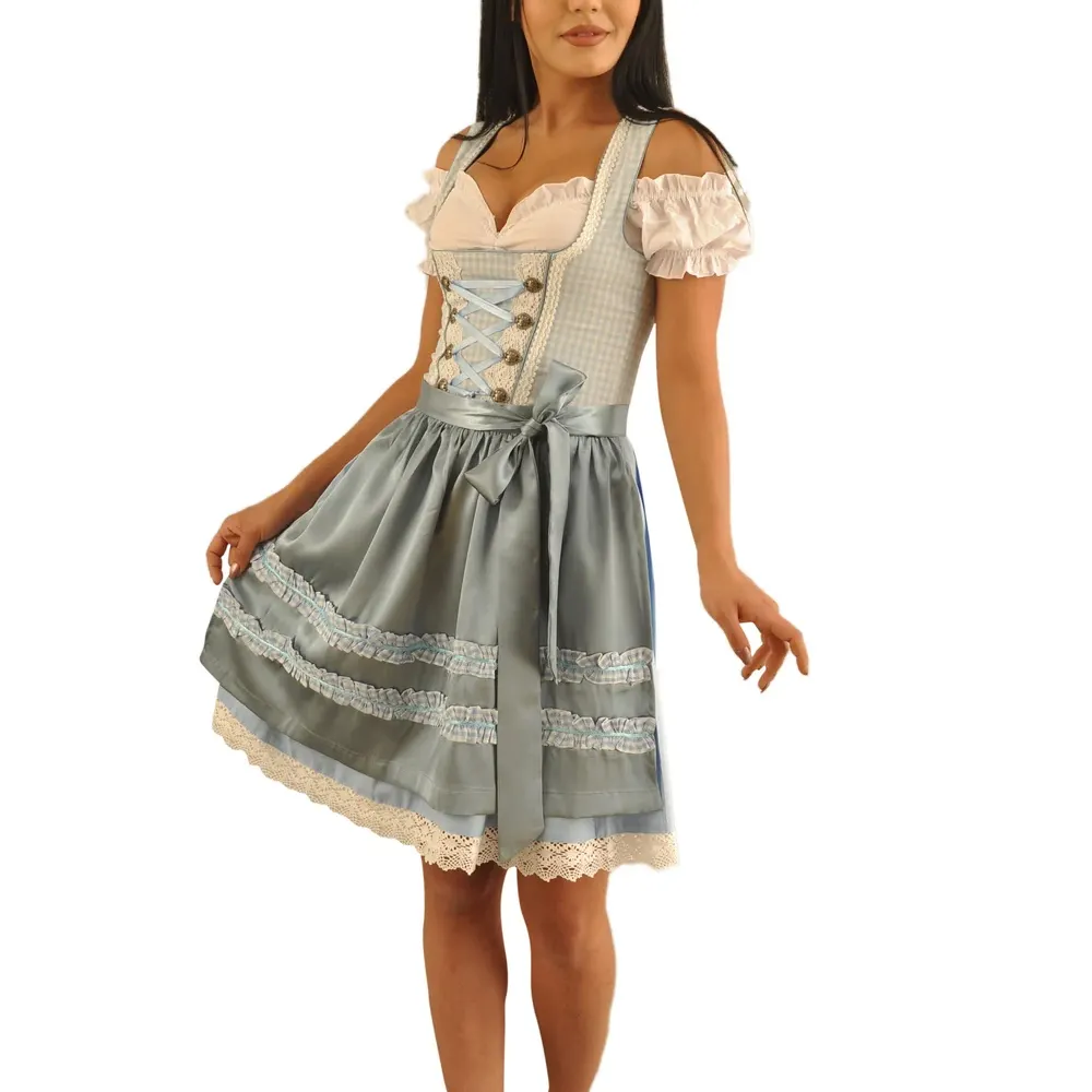 Neueste Design Light Colors Custom ized Deutsch Dirndl Kleid für Frauen bedrucktes Muster Damen Casual Style Dirndl Kleid