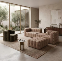 Ensemble de canapés modulaires de luxe capitonnés avec détails de couture, en velours haut de gamme, extensible, en mousse, canapé sectionnel moderne pour appartement, salle de sport, centre commercial