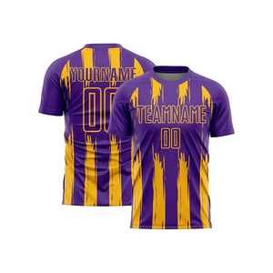 Conjunto de Camiseta de Fútbol Sublimada Personalizada, Estampado Geométrico Morado y Dorado, Secado Rápido, Unisex, Manga Corta, Ajuste Atlético, Ropa Deportiva para Adultos - Product Image 3