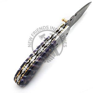 Navaja Plegable OEM de Acero Damasco de 352 Capas con Mango de Resina, para Camping, Caza Táctica y Actividades al Aire Libre, Dureza HRC 58-60 - Product Image 3